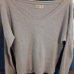 Hollister Grey V-Neck Sweater